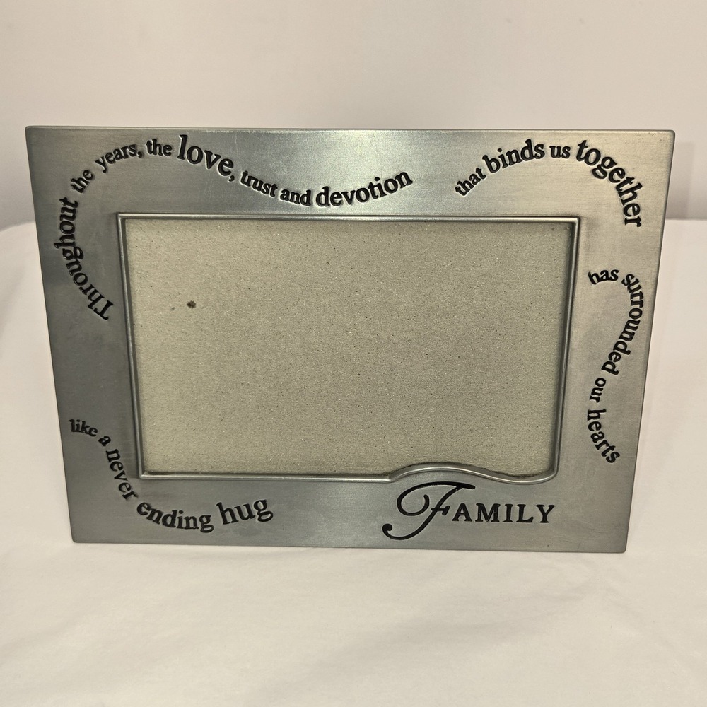 Malden Family Silver Metal Picture Frame 4x6 Landscape Freestanding Easel Back
